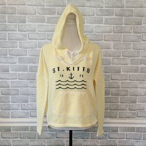 Trade Heritage Yellow Hoodie Shirt Loose Knit St. Kitts Pullover Made in USA M